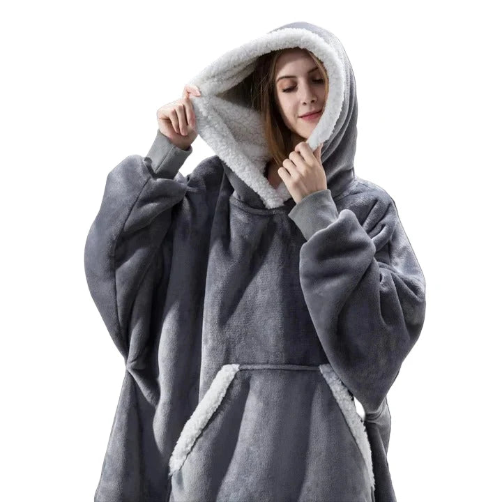 Oversized Blanket Hoodie Flannel & Microfiber Lined Front Pocket
