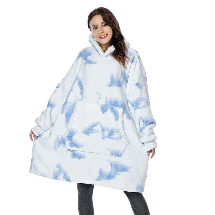 Oversized Blanket Hoodie Flannel & Microfiber Lined Front Pocket