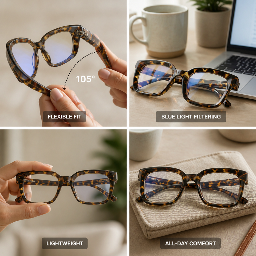 Oversized Blue Light Blocking Universal-Fit Reading Glasses
