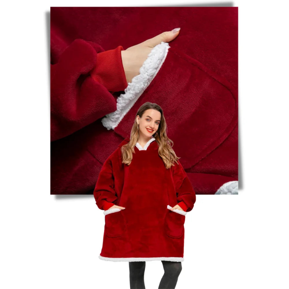 Oversized Hoodie Blanket Built-In Sleeves Microfiber & Flannel