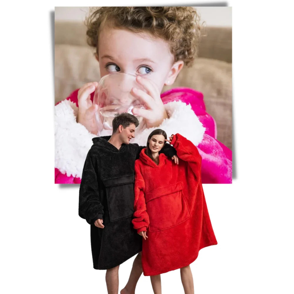 Oversized Hoodie Blanket Built-In Sleeves Microfiber & Flannel