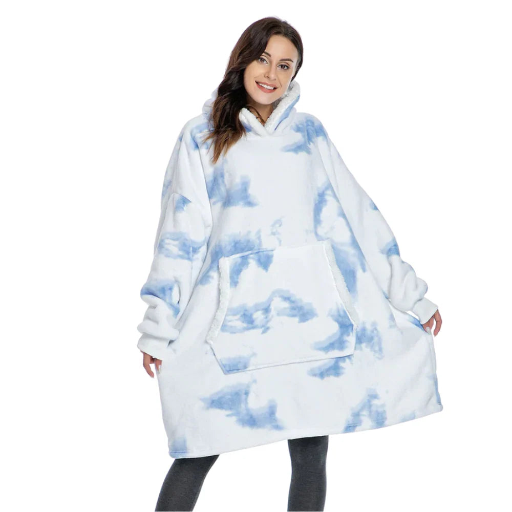 Oversized Hoodie Blanket Built-In Sleeves Microfiber & Flannel