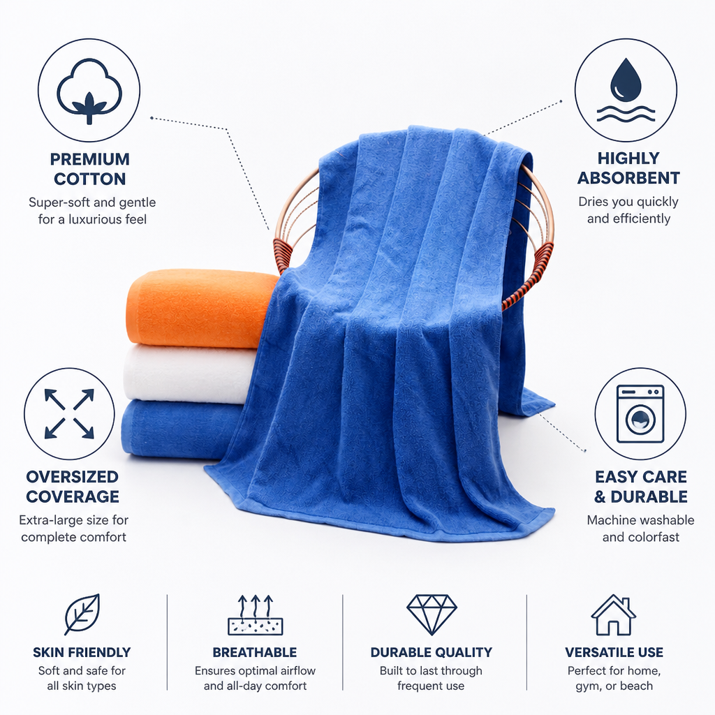 Oversized Super-Soft Highly Absorbent Cotton Bath Towel