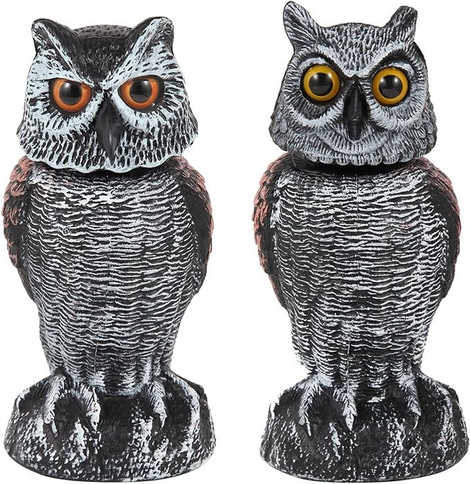 Owl Decoys Wind-Powered Rotating Heads Set of 2