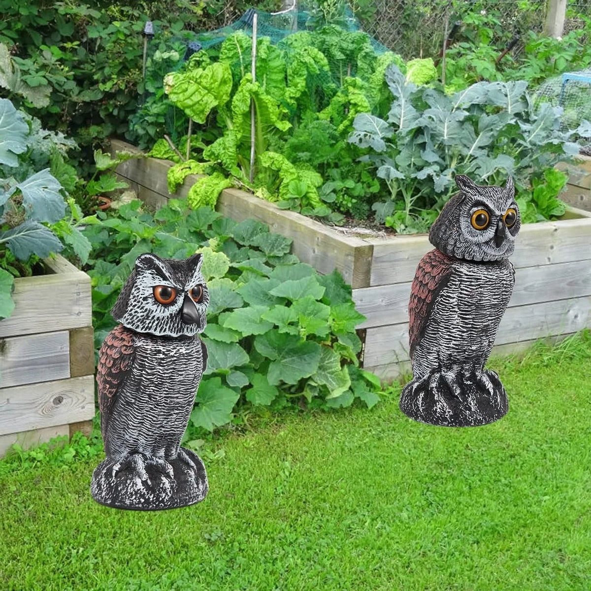 Owl Decoys Wind-Powered Rotating Heads Set of 2