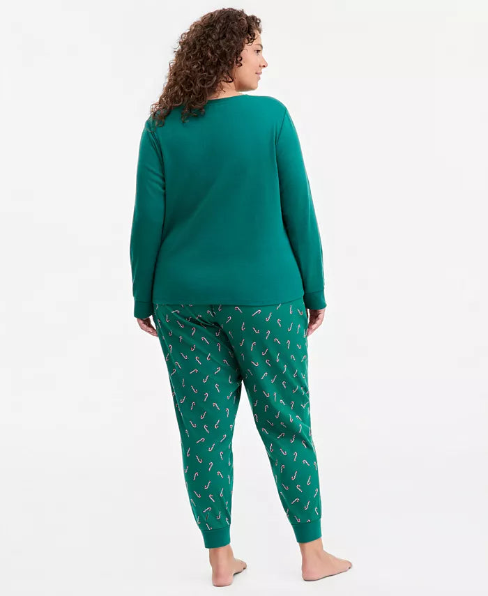 Pajama Set Breathable Natural Fiber Elastic Waistband & Pockets