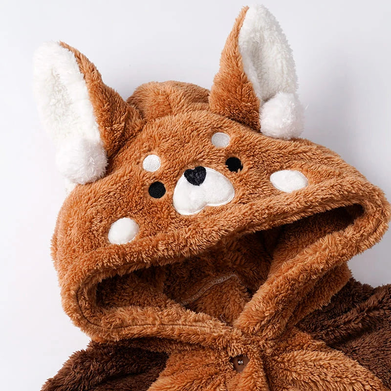 Pajama Set Hooded Red Panda Removable Tail
