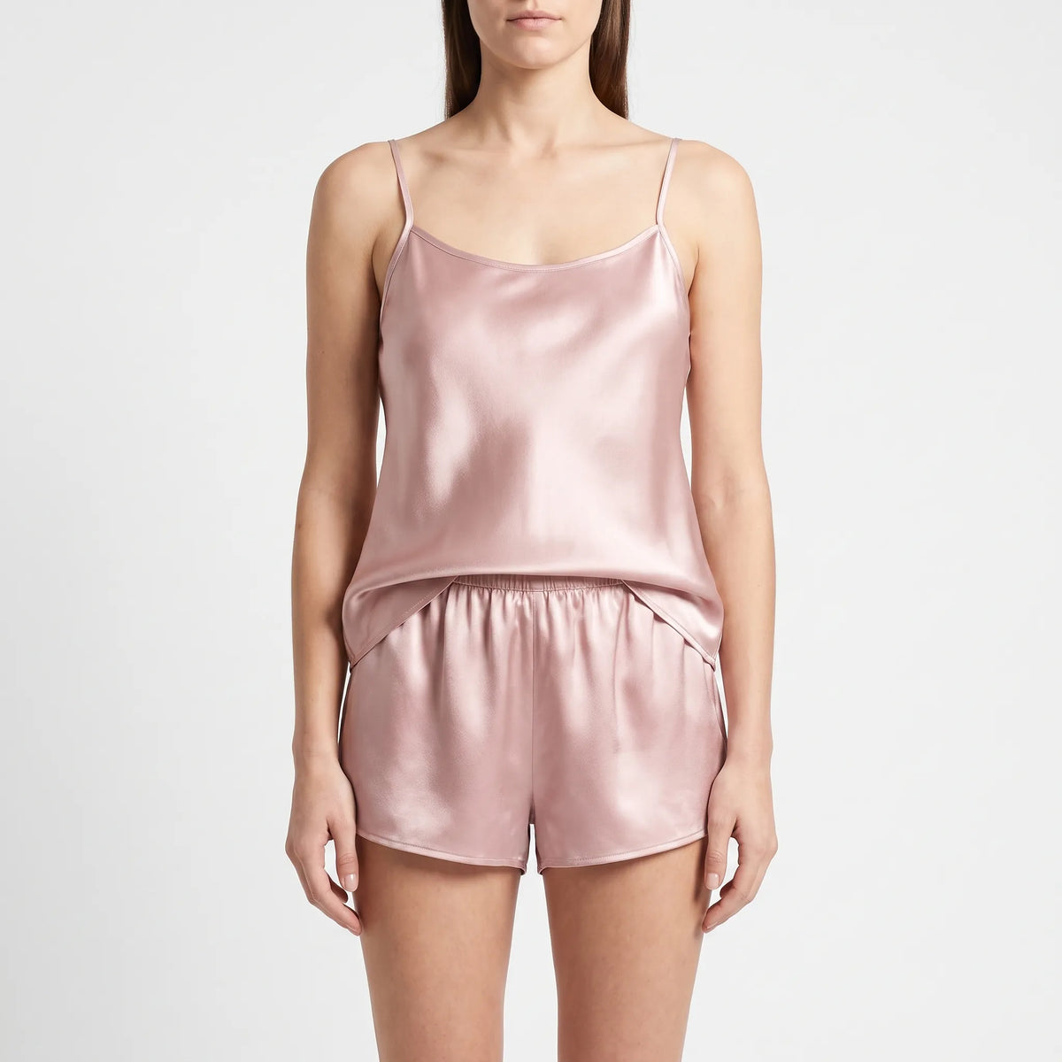 Pajama Set Mulberry Silk Camisole & Shorts Adjustable Straps