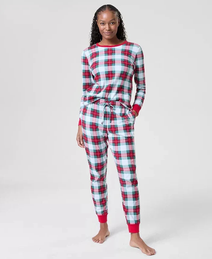 Pajama Set Woven Cotton Top & Drawstring Pants
