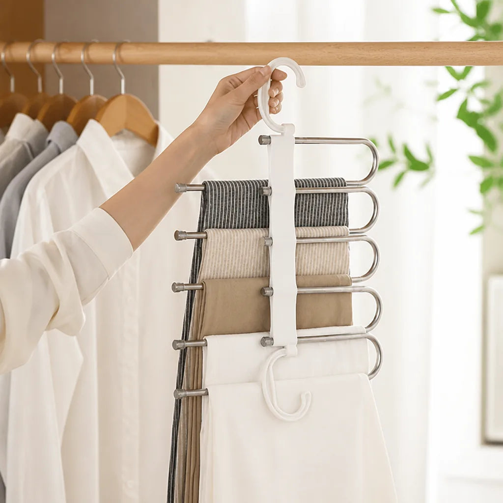 Pants Hanger Five-Tier Stainless Steel Adjustable Rods