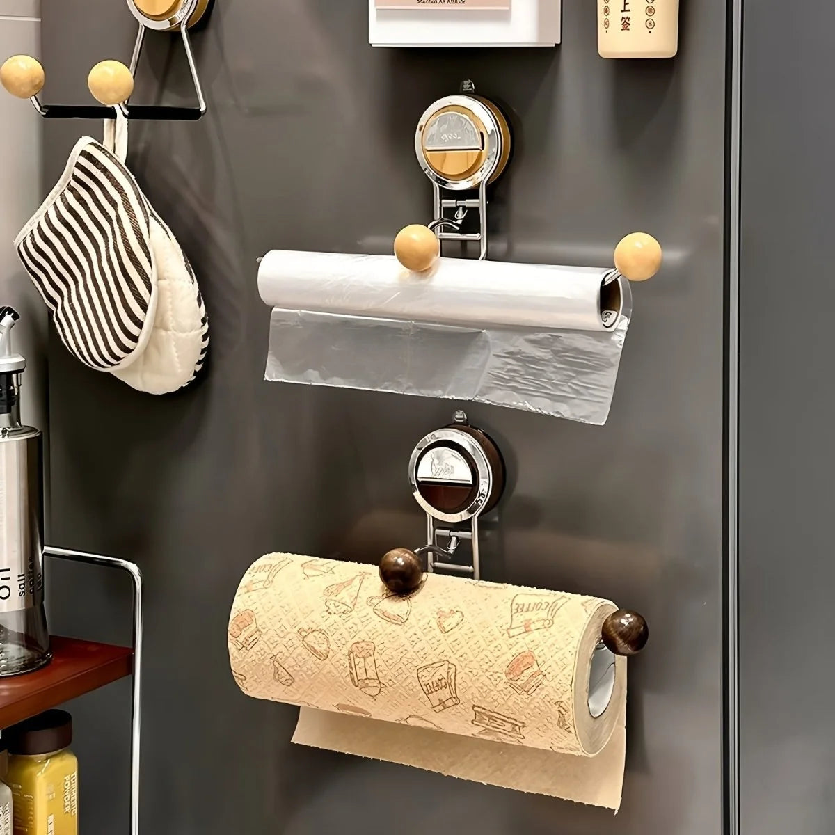 Paper Towel Holder Stainless Steel Drill-Free Suction Mount Repositionable