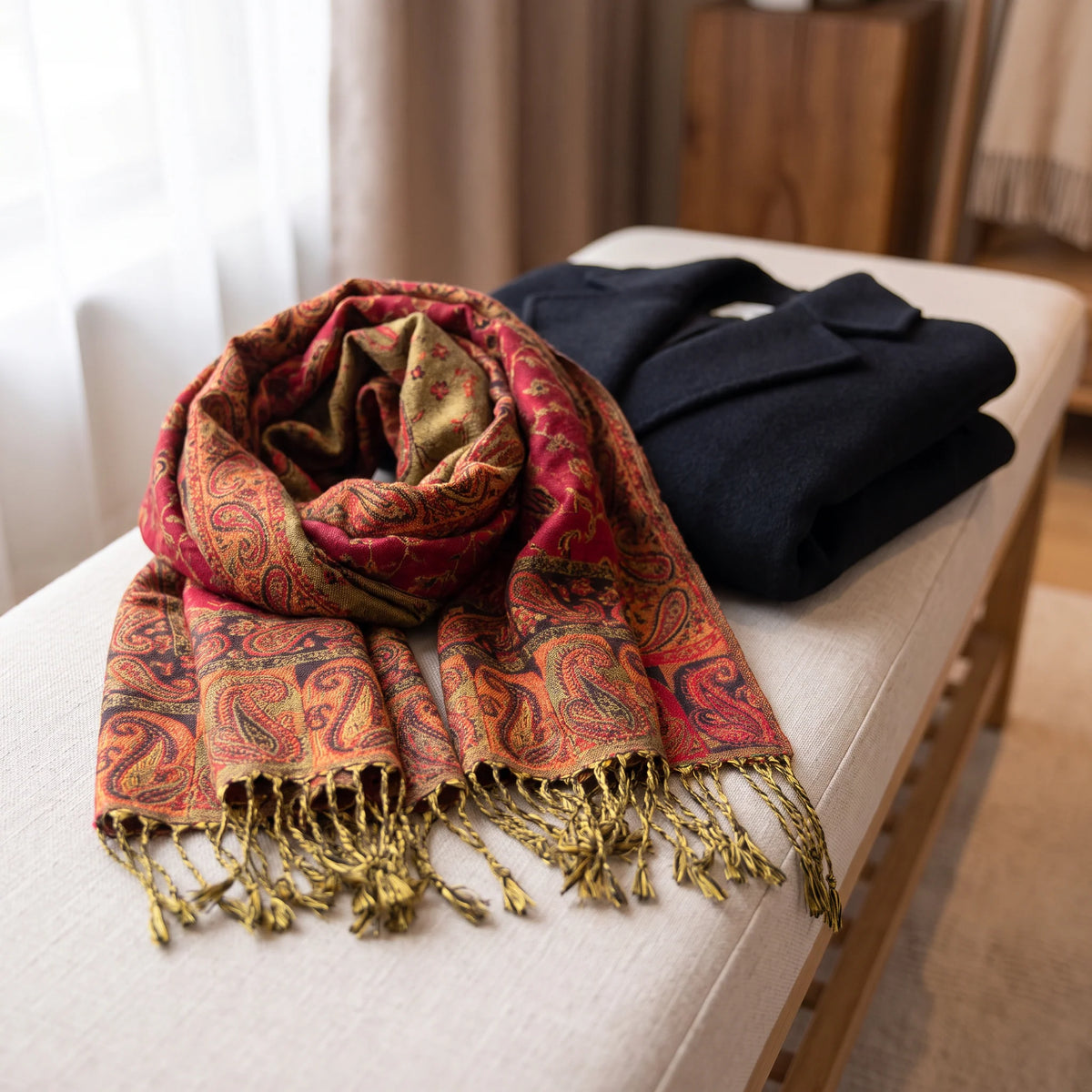 Pashmina Scarf Cotton-Polyester Blend Cashmere-Like Feel Multiway Wrap