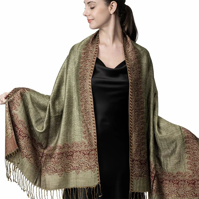 Pashmina Scarf Cotton-Polyester Blend Cashmere-Like Feel Multiway Wrap