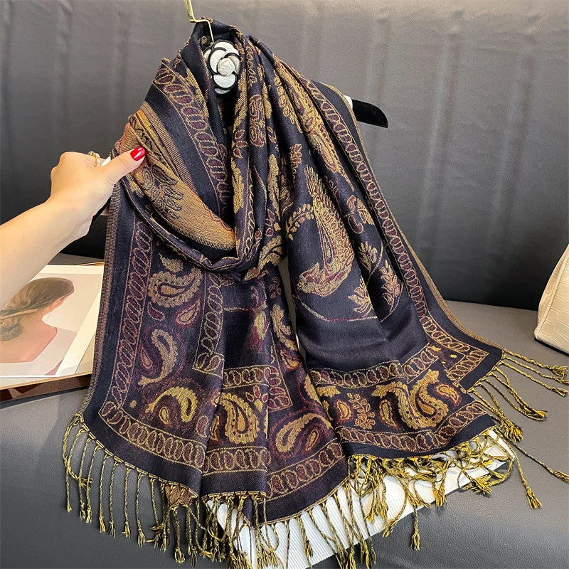 Pashmina Scarf Cotton-Polyester Blend Cashmere-Like Feel Multiway Wrap