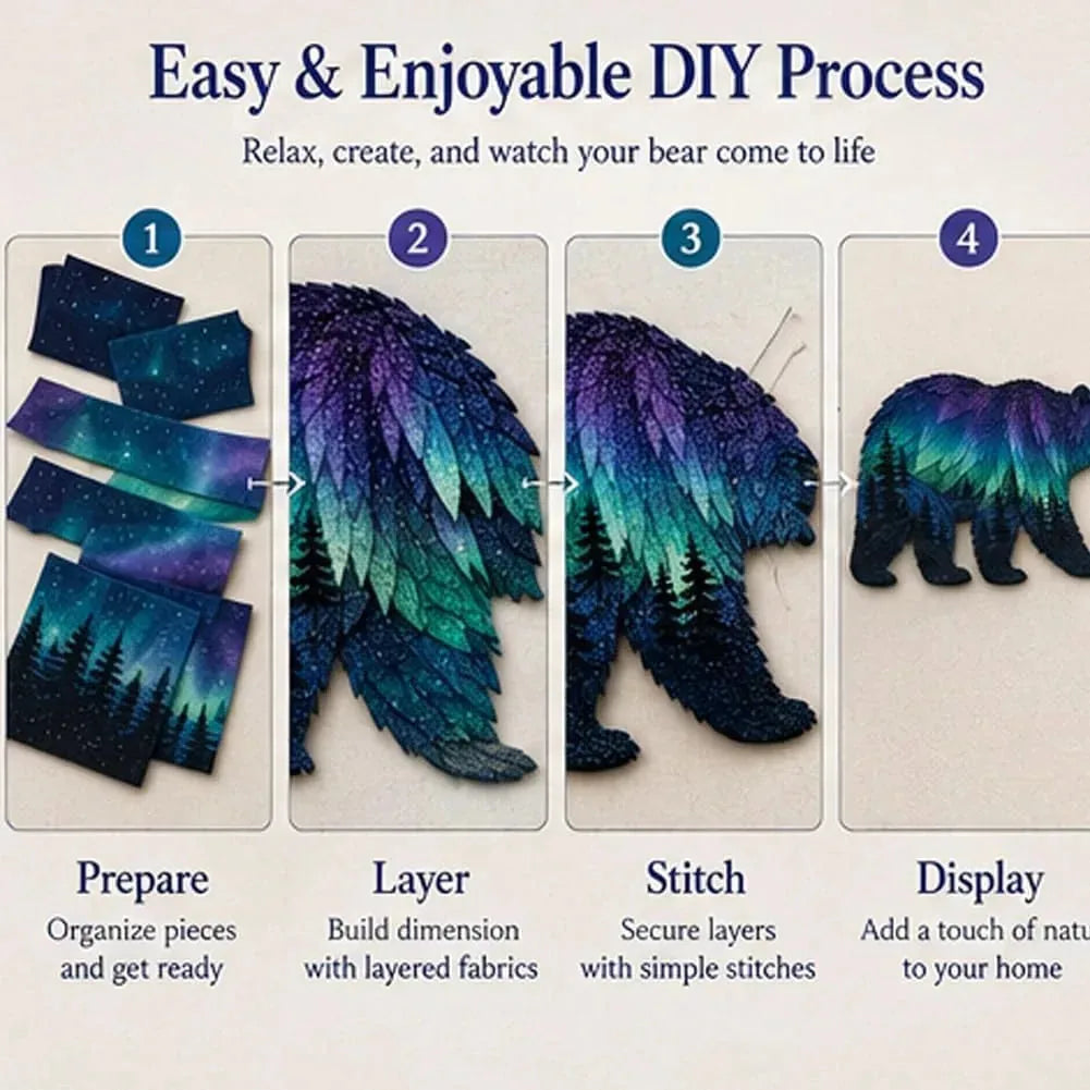 Patchwork Art Kit Layered Fabric Wildlife Scene Eights Designs