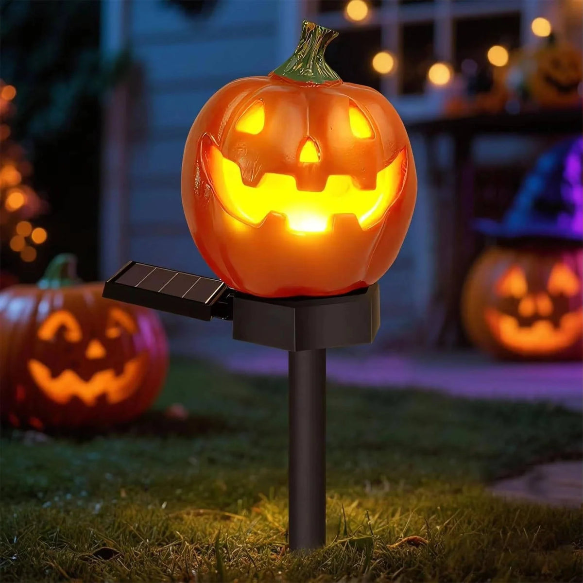 Pathway Lights Pumpkin Solar Automatic Dusk Sensor Waterproof Resin
