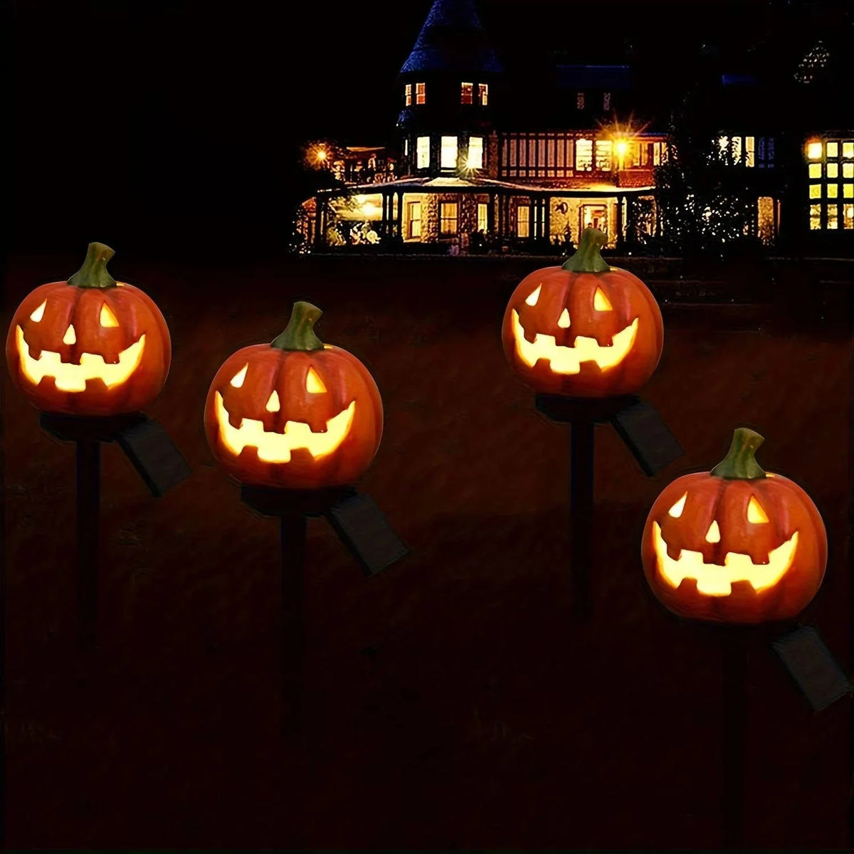 Pathway Lights Pumpkin Solar Automatic Dusk Sensor Waterproof Resin