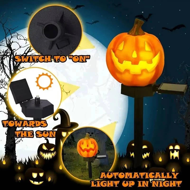 Pathway Lights Pumpkin Solar Automatic Dusk Sensor Waterproof Resin