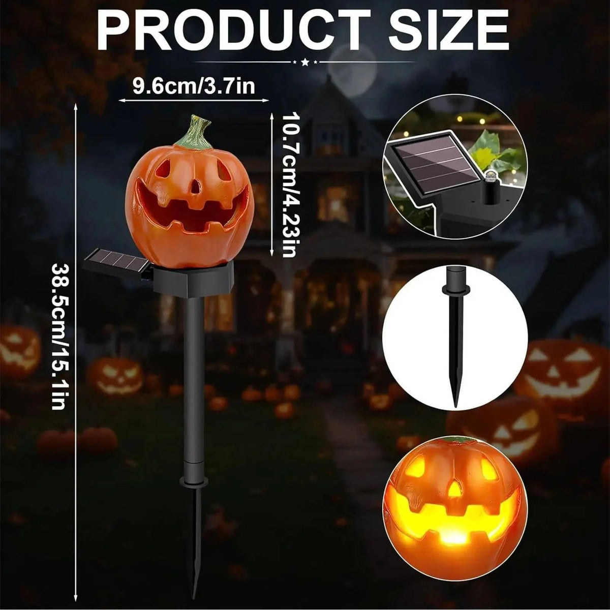 Pathway Lights Pumpkin Solar Automatic Dusk Sensor Waterproof Resin