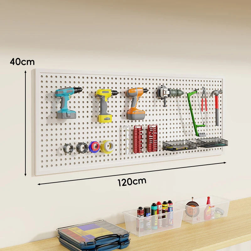 Pegboard Organizer Wall-Mounted Steel Includes 10 Hooks
