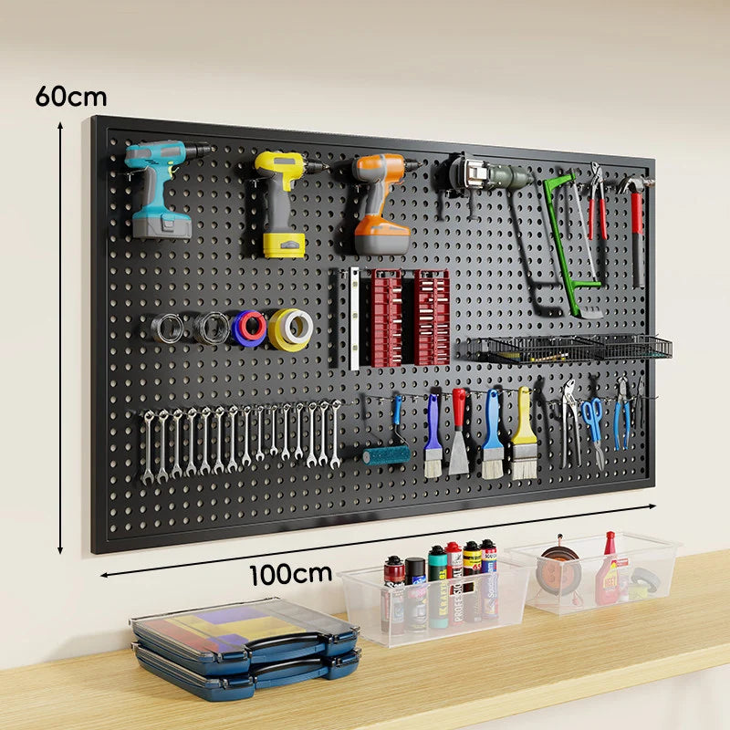 Pegboard Organizer Wall-Mounted Steel Includes 10 Hooks