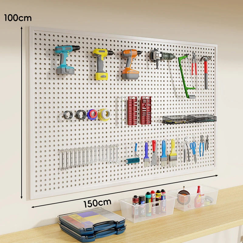 Pegboard Organizer Wall-Mounted Steel Includes 10 Hooks