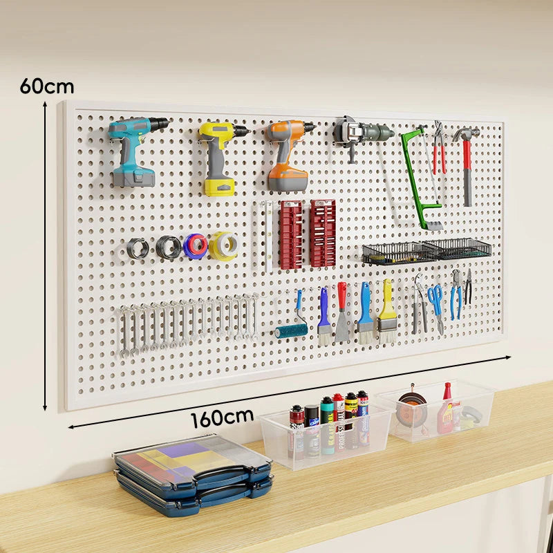 Pegboard Organizer Wall-Mounted Steel Includes 10 Hooks