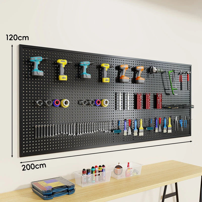 Pegboard Organizer Wall-Mounted Steel Includes 10 Hooks