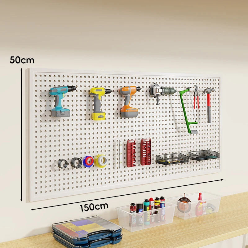 Pegboard Organizer Wall-Mounted Steel Includes 10 Hooks