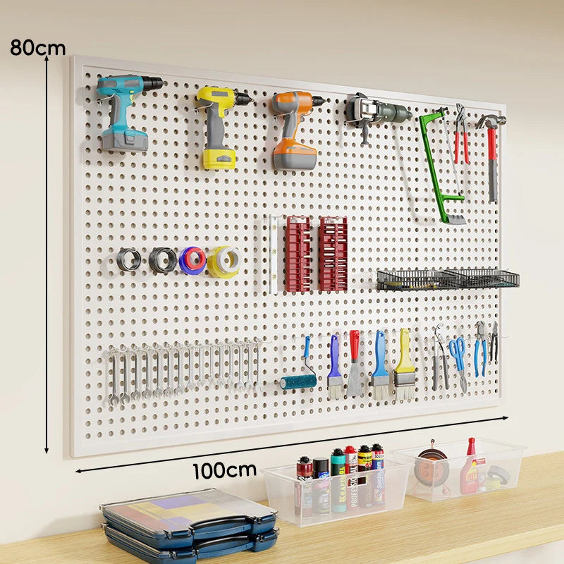 Pegboard Organizer Wall-Mounted Steel Includes 10 Hooks