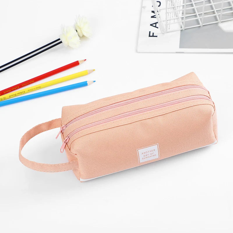 Pencil Case Multiple Compartments Carry Handle Durable Fabric