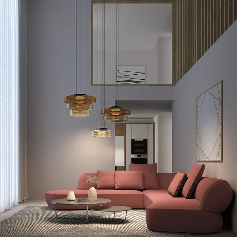 Pendant Lamp Diffused Glass Glare-Free Adjustable Drop