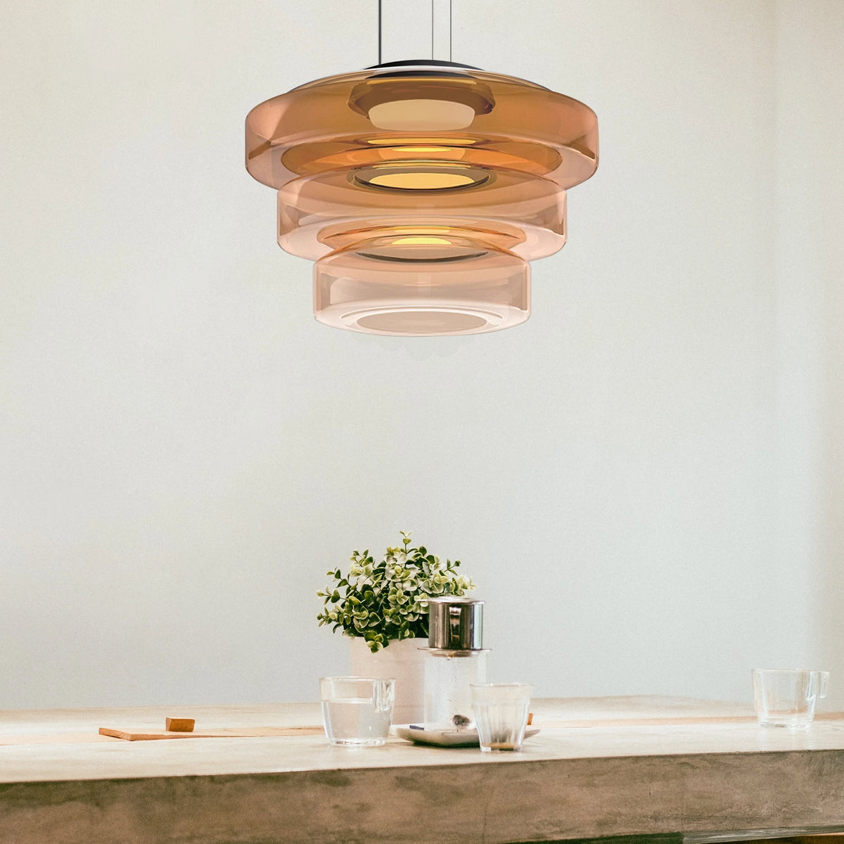 Pendant Lamp Diffused Glass Glare-Free Adjustable Drop