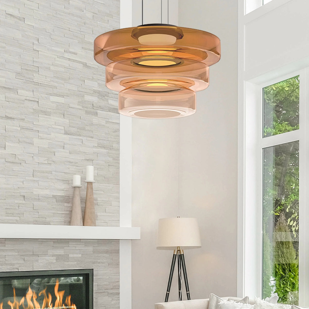 Pendant Lamp Diffused Glass Glare-Free Adjustable Drop