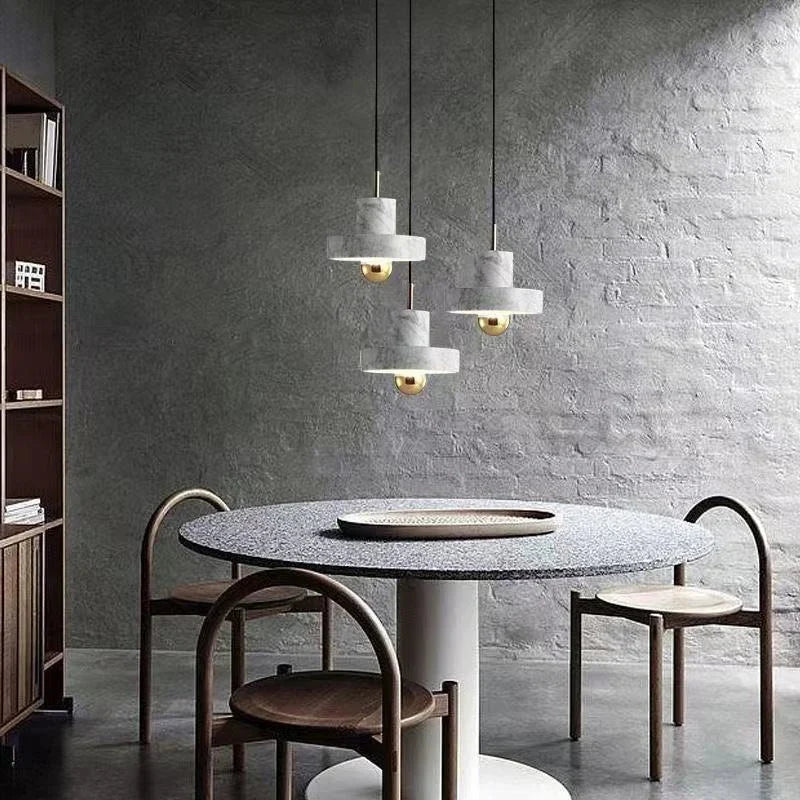 Pendant Light Backlit Natural Marble Adjustable Drop