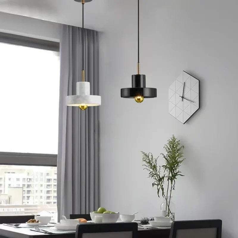Pendant Light Backlit Natural Marble Adjustable Drop