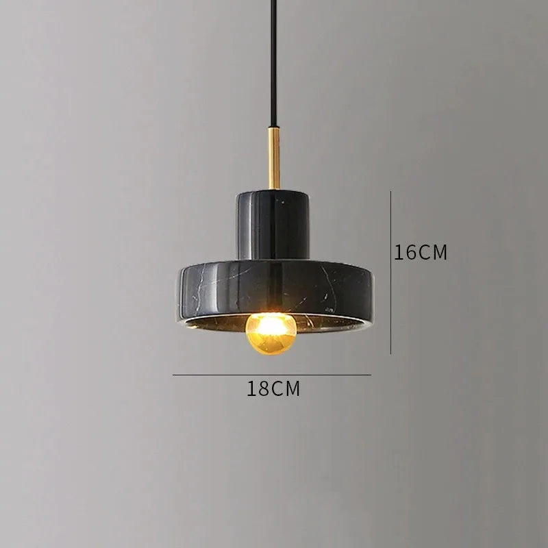 Pendant Light Backlit Natural Marble Adjustable Drop