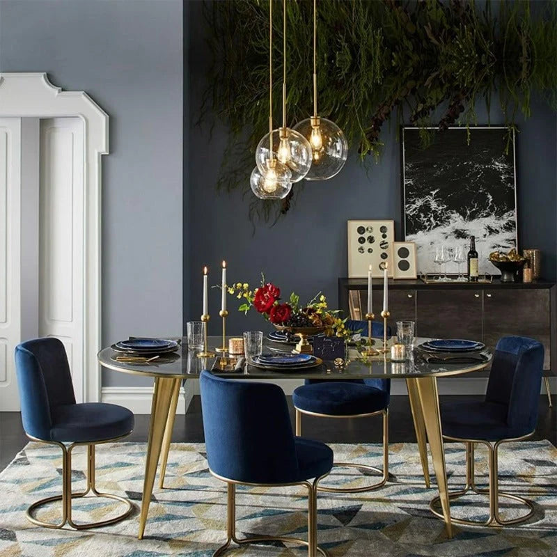 Pendant Light Brass Finish & Clear Glass Globe Adjustable Drop