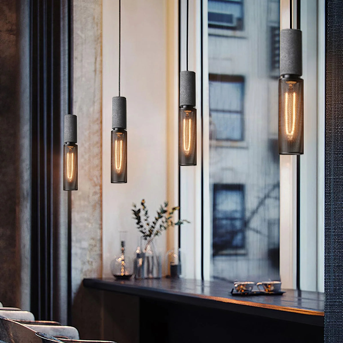 Pendant Light Cast Cement Shade Adjustable Drop