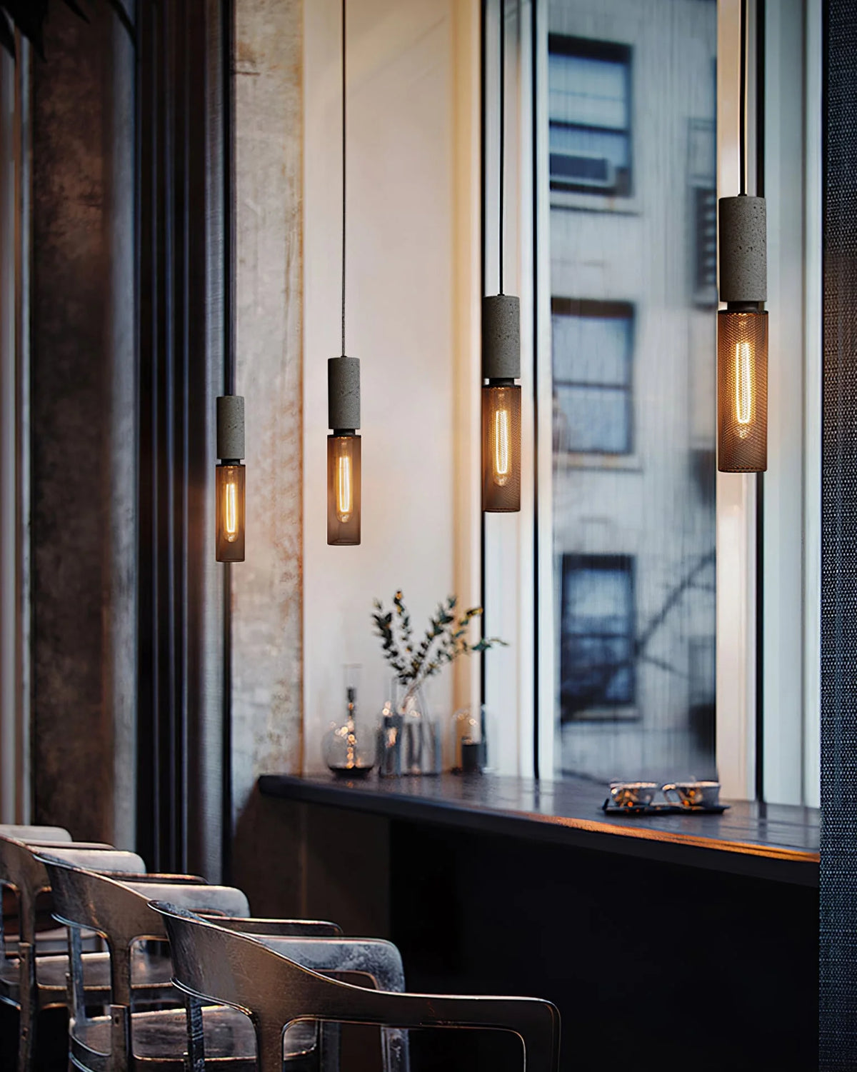 Pendant Light Cast Cement Shade Adjustable Drop