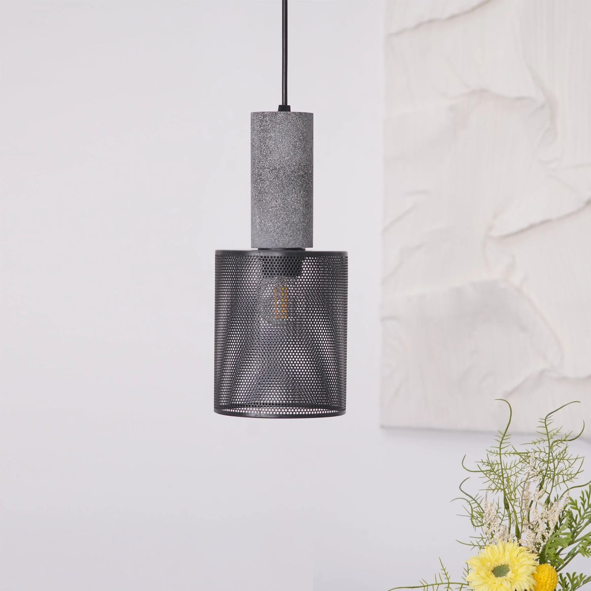 Pendant Light Cast Cement Shade Adjustable Drop