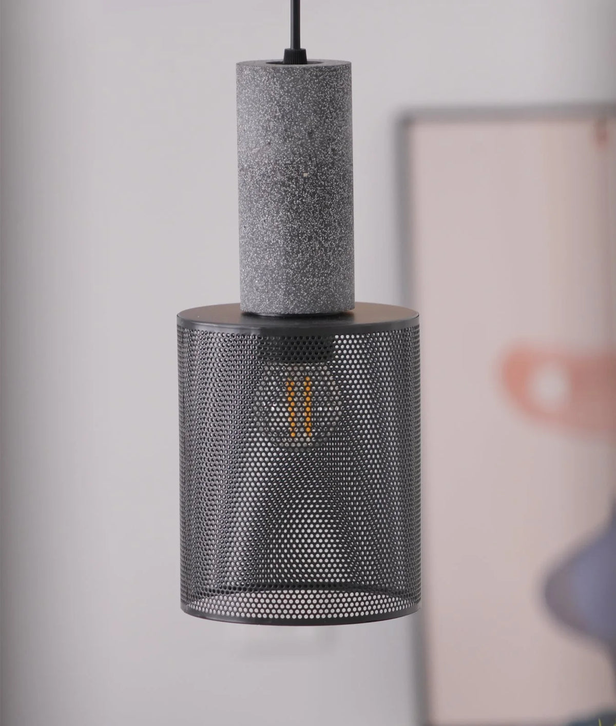 Pendant Light Cast Cement Shade Adjustable Drop