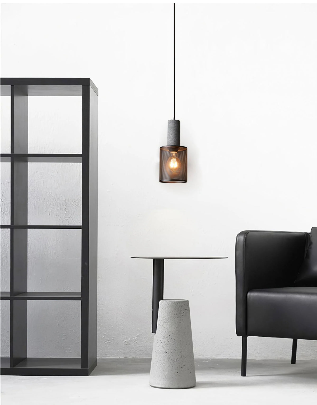 Pendant Light Cast Cement Shade Adjustable Drop