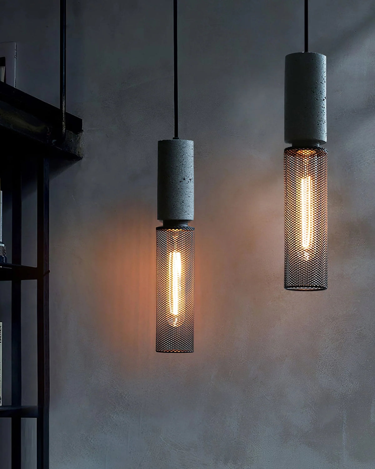 Pendant Light Cast Cement Shade Adjustable Drop