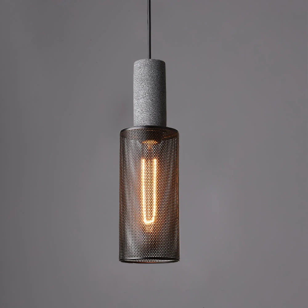 Pendant Light Cast Cement Shade Adjustable Drop