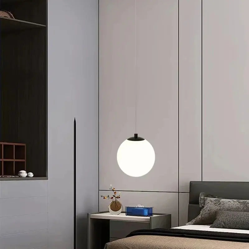 Pendant Light Glass Globe Clear & Opal Adjustable Drop
