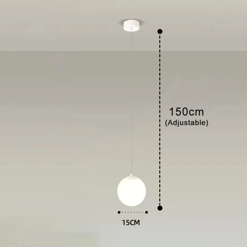 Pendant Light Glass Globe Clear & Opal Adjustable Drop