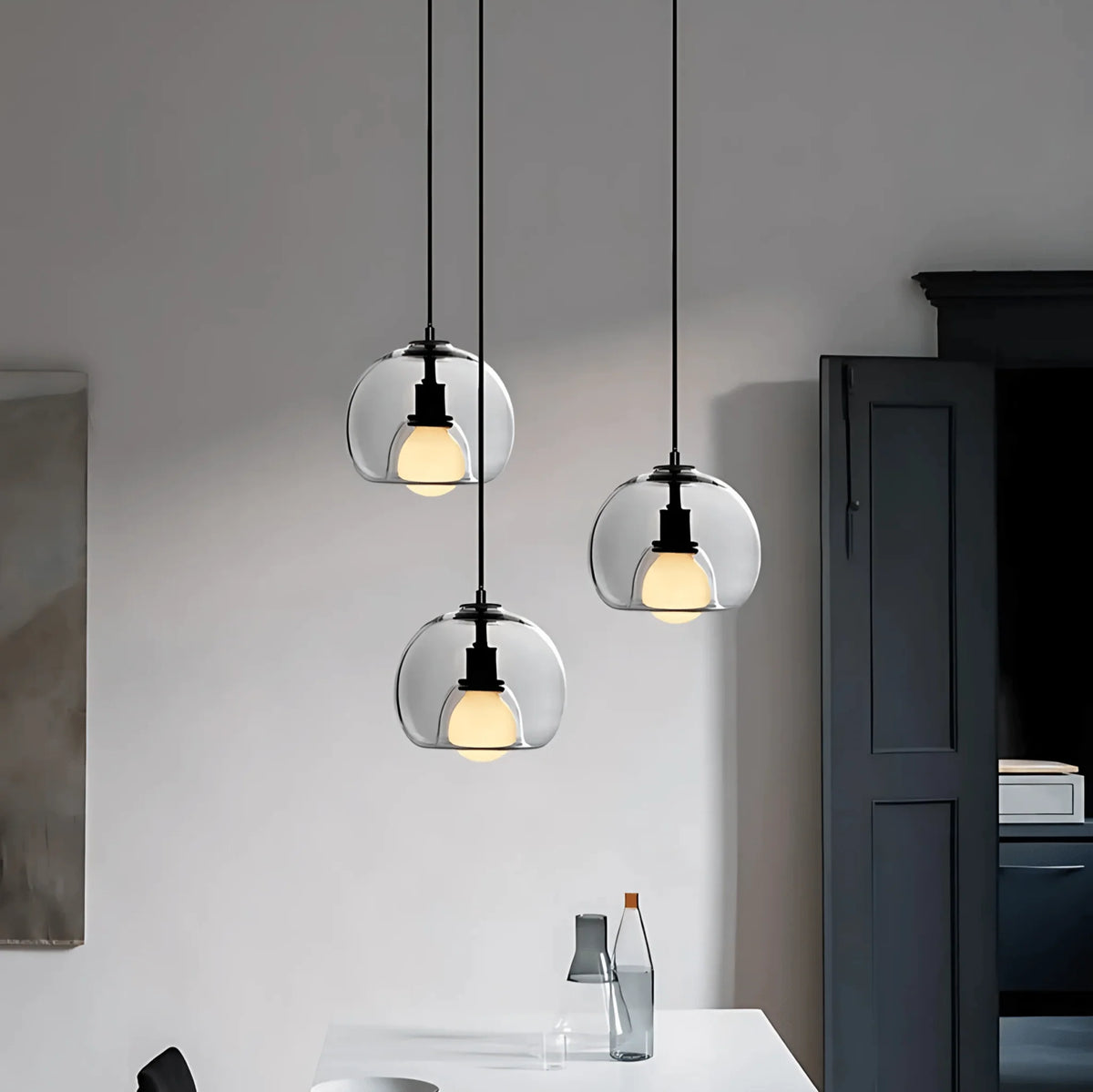 Pendant Light Handblown Glass Adjustable Drop & Standard Socket