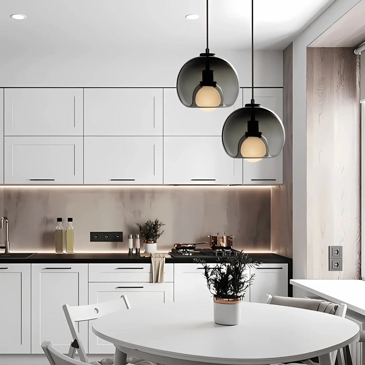Pendant Light Handblown Glass Adjustable Drop & Standard Socket