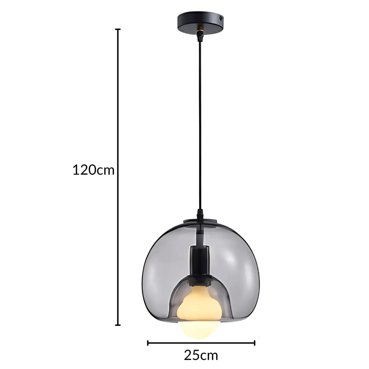 Pendant Light Handblown Glass Adjustable Drop & Standard Socket